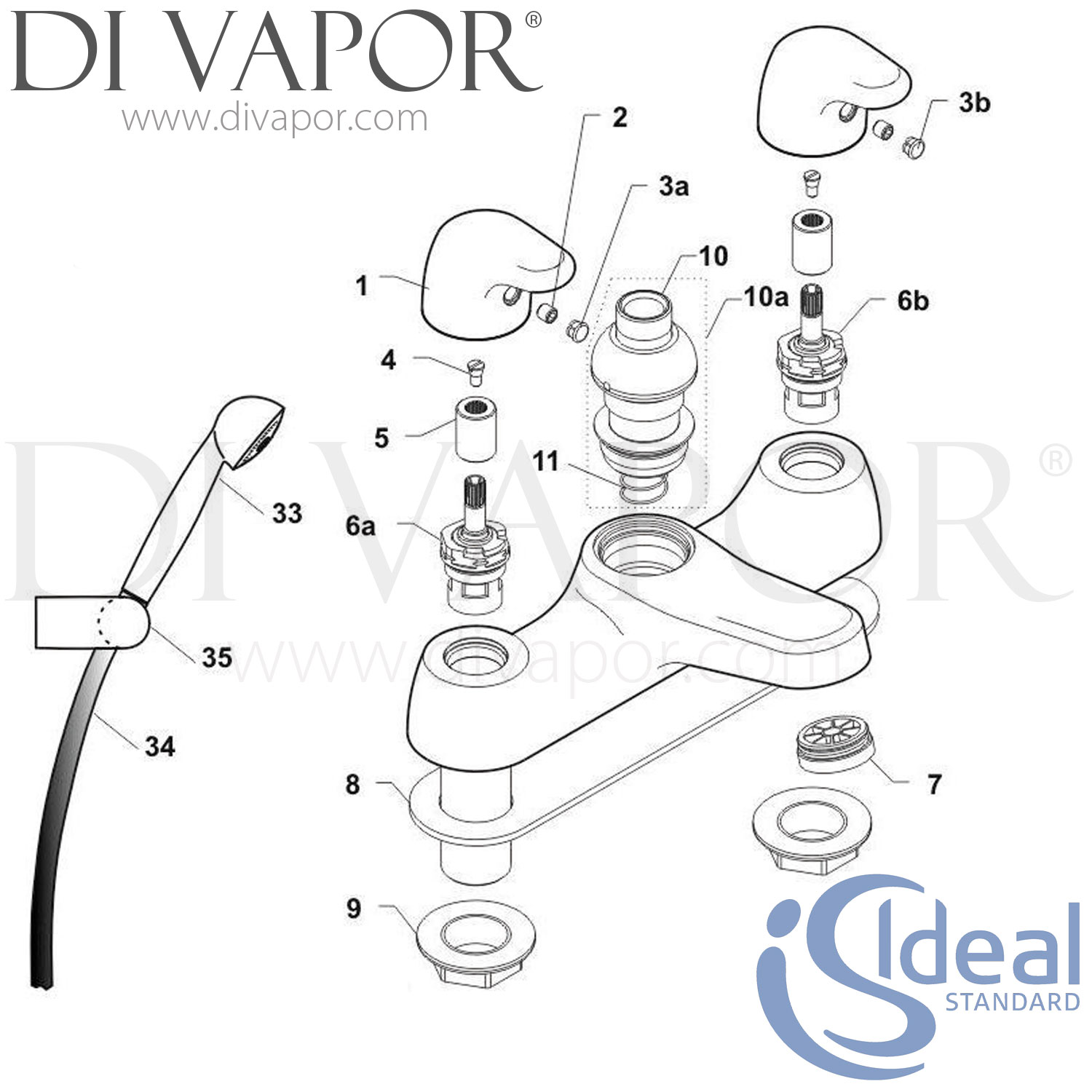 Ideal Standard Sandringham/Sl Bath Shower Mixer Tap Spare Parts IDL DV 278